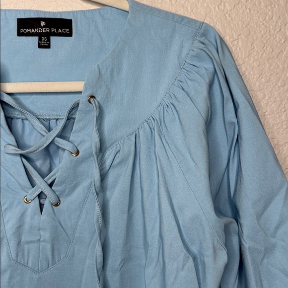 Pomander Place Baby Blue Robbie Dress long sleeve lace up strappy Scandi girl - Picture 6 of 8